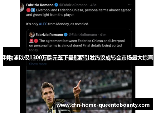 利物浦以仅1300万欧元签下基耶萨引发热议成转会市场最大惊喜